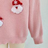 Women Autumn/Winter Christmas Patchwork Santa Claus Casual Knitting Sweater