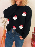 Women Autumn/Winter Christmas Patchwork Santa Claus Casual Knitting Sweater