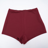 Women Autumn/Winter Casual Square Neck Long-Sleeved Top and Shorts Two-Piece Set