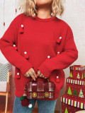 Women Christmas Knitting Round Neck Casual Sweater