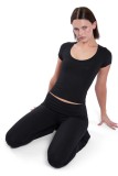 Women Solid Sexy Short-Sleeve Top and Pants Yoga Two-Piece Set