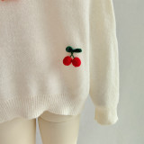 Women Christmas Cherry Round Neck Casual Sweaters