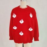 Women Autumn/Winter Christmas Patchwork Santa Claus Casual Knitting Sweater