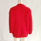 Women Christmas Cartoon Deer Round Neck Casual Sweater