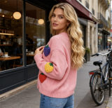 Women Autumn/Winter Strawberry Jacquard Casual Knitting Sweater