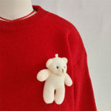 Women Autumn/Winter Christmas Patchwork Bear Sweater