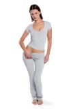 Women Solid Sexy Short-Sleeve Top and Pants Yoga Two-Piece Set