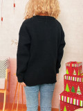 Women Christmas Round Neck Patchwork Bow Sweater