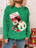 Women Autumn/Winter Christmas Color-blocked Casual Sweater