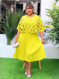 Plus Size African Women Pleated Elegant Dress