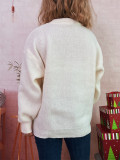 Women Christmas Cartoon Deer Round Neck Casual Sweater