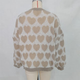 Women Color Block Heart Print Valentine's Day Sweater