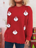 Women Autumn/Winter Christmas Patchwork Santa Claus Casual Knitting Sweater