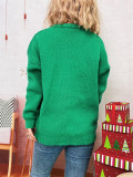 Women Color-blocked Casual Round Neck Christmas Tree Sweater