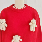 Women Autumn/Winter Christmas Patchwork Bear Sweater