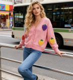 Women Autumn/Winter Strawberry Jacquard Casual Knitting Sweater