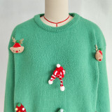 Women Autumn/Winter Christmas Patchwork Round Neck Sweater