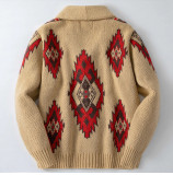 Men's Autumn/Winter Long-Sleeve Jacquard Turndown Collar Sweater