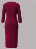 Women Autumn Elegant Round Neck Long-sleeved Dress