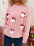 Women Autumn/Winter Christmas Patchwork Santa Claus Casual Knitting Sweater