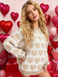 Women Color Block Heart Print Valentine's Day Sweater