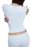 Women Solid Sexy Short-Sleeve Top and Pants Yoga Two-Piece Set