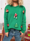 Women Autumn/Winter Christmas Patchwork Round Neck Sweater
