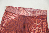 Women Button Leopard Print Top and Pant Two-Piece Set