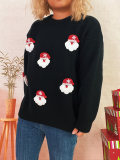 Women Autumn/Winter Christmas Patchwork Santa Claus Casual Knitting Sweater