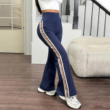 Women Autumn/Winter Yoga Striped Bell Bottom Pant