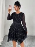 Women Bow Print Chiffon Dress