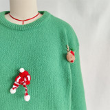 Women Autumn/Winter Christmas Patchwork Round Neck Sweater