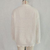 Women Bear Round Neck Casual Long-Sleeve Sweater