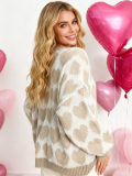Women Color Block Heart Print Valentine's Day Sweater