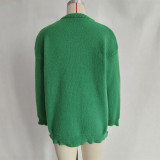 Women Color-blocked Casual Round Neck Christmas Tree Sweater