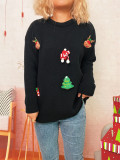 Women Autumn/Winter Christmas Patchwork Round Neck Sweater