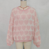Women Color Block Heart Print Valentine's Day Sweater