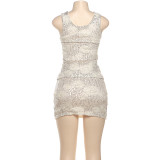 Women's Autumn & Winter Fashion Floral Sequin Crop Top & Bodycon Mini Skirt Two-Piece Set