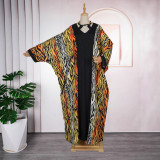 Lace-Up Robe African Clothing Plus Size Women's Beaded Leopard Print Dress