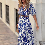 Elegant Lady's Summer Fashion Printed Casual Long Dress