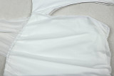 Solid Fashion Round Neck Two-Piece Set Asymmetric Top & Mini Skirt Women's Outfit