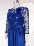 African Women's Plus Size Patchwork Lace Sequin Formal Party Evening Dress