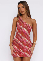 Sexy Women's Autumn & Winter Slash Shoulder Knitted  Bodycon Dress