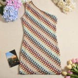 Sexy Women's Autumn & Winter Slash Shoulder Knitted  Bodycon Dress