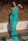 Sexy Deep V Strap Printed Slim Fitted Maxi Dress