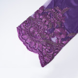 Plus Size African Women's Muslim Beaded Lace Robe Malay/Indonesian Dress with Headscarf