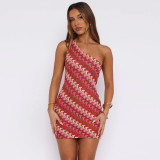 Sexy Women's Autumn & Winter Slash Shoulder Knitted  Bodycon Dress