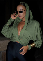 Women's Autumn Fashion Cross V-Neck Sexy Fitted Crop Long-Sleeve Top