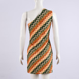 Sexy Women's Autumn & Winter Slash Shoulder Knitted  Bodycon Dress