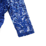 African Women's Plus Size Patchwork Lace Sequin Formal Party Evening Dress